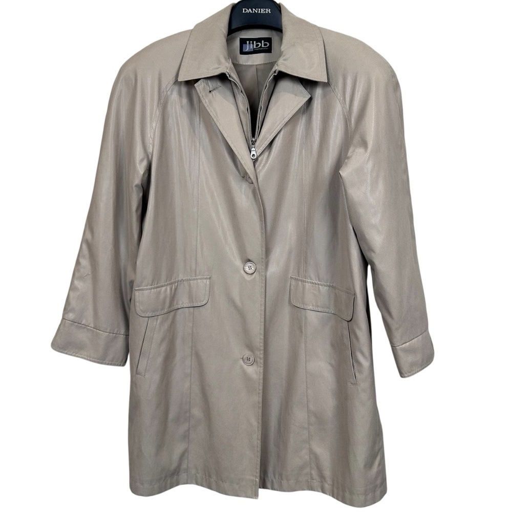 Jibb International‎ women’s trench coat zipper and button front size XL- READ